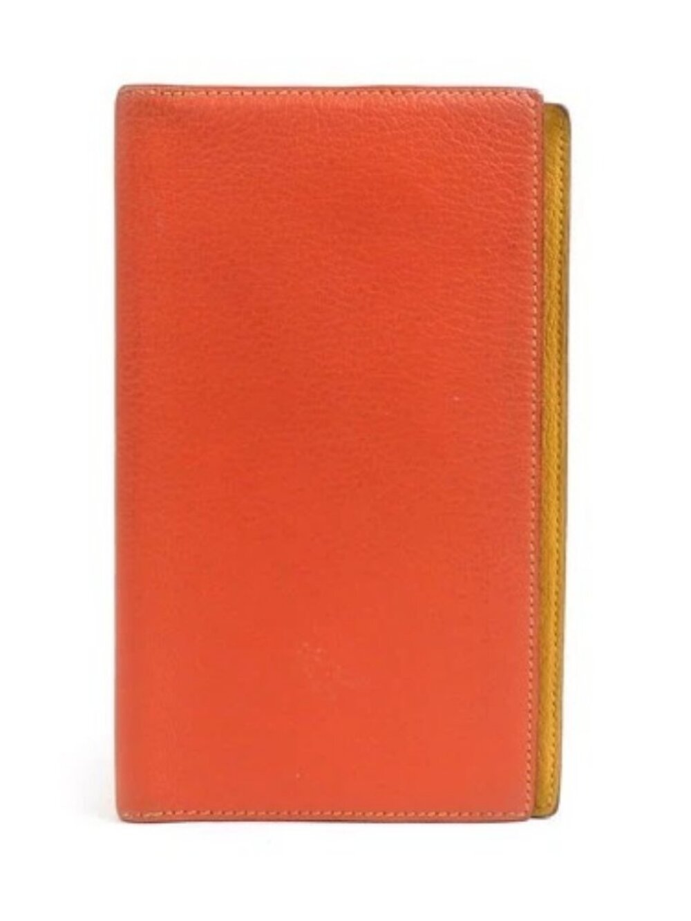Auth HERMES Agenda/Note Cover Orange/Yellow Leather - e60600a